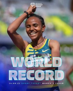 Read more about the article አትሌት ጉዳፍ ፀጋይ በ5 ሺህ ሜትር ሩጫ ክብረ ወሰን በመስበር አሸነፈች