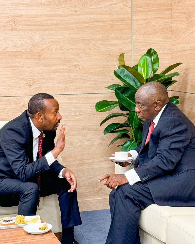 Read more about the article ጠቅላይ ሚኒስትር ዐቢይ አሕመድ (ዶ/ር) ከደቡብ አፍሪካ ፕሬዝዳንት ሲሪል ራማፎሳ ጋር ተወያዩ