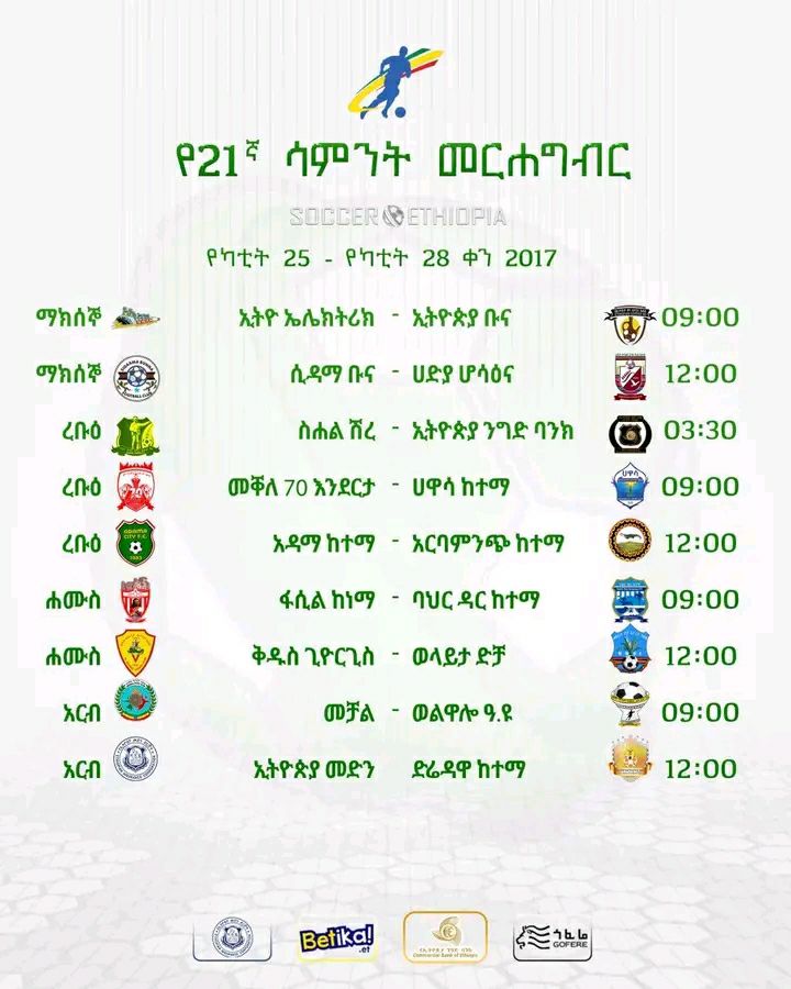 Read more about the article የ21 ኛ ሳምንት የኢትዮጵያ ፕሪሚየር ሊግ ነገ በሚደረጉ 2 ጨዋታዎች ይጀምራል