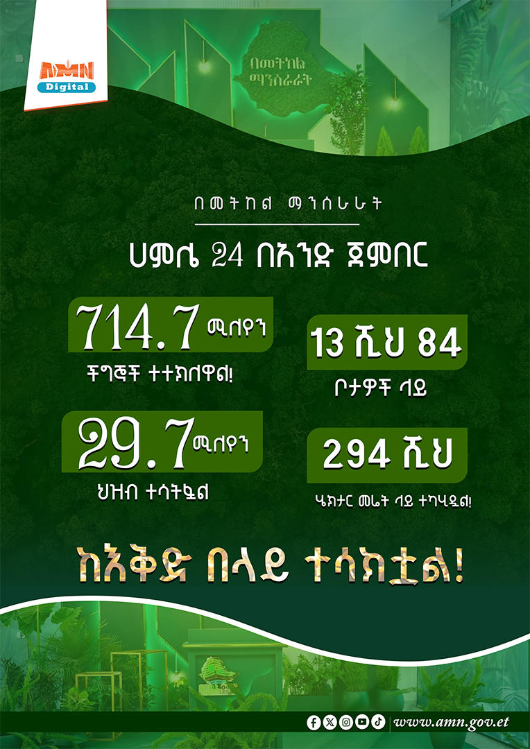 You are currently viewing በአንድ ጀንበር 714.7 ሚሊዮን ችግኞችን በመትከል ከዕቅድ በላይ መሳካቱን ግርማ አመንቴ (ዶ/ር) ገለፁ