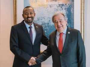 Read more about the article ጠቅላይ ሚኒስትር ዐቢይ አሕመድ (ዶ/ር) ከተባበሩት መንግሥታት ድርጅት ዋና ጸሃፊ አንቶኒዮ ጉተሬዝ ጋር ተወያዩ