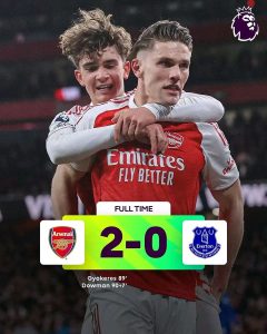 Read more about the article አርሰናል ከማንችስተር ሲቲ ጋር ያለውን ልዩነት ወደ 10 ነጥብ አሰፋ