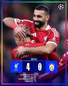 Read more about the article ሊቨርፑል እና ባየርን ሙኒክ ተጋጣሚዎቻቸውን በሰፊ የግብ ልዩነት በማሸነፍ ሩብ ፍፃሜ ደረሱ