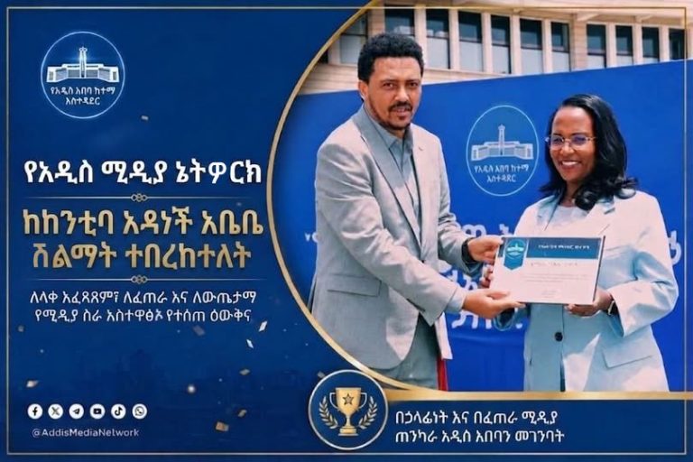 አዲስ ሚዲያ ኔትዎርክ የላቀ አፈጻጸም በማስመዝገብ እውቅና ተሰጠው